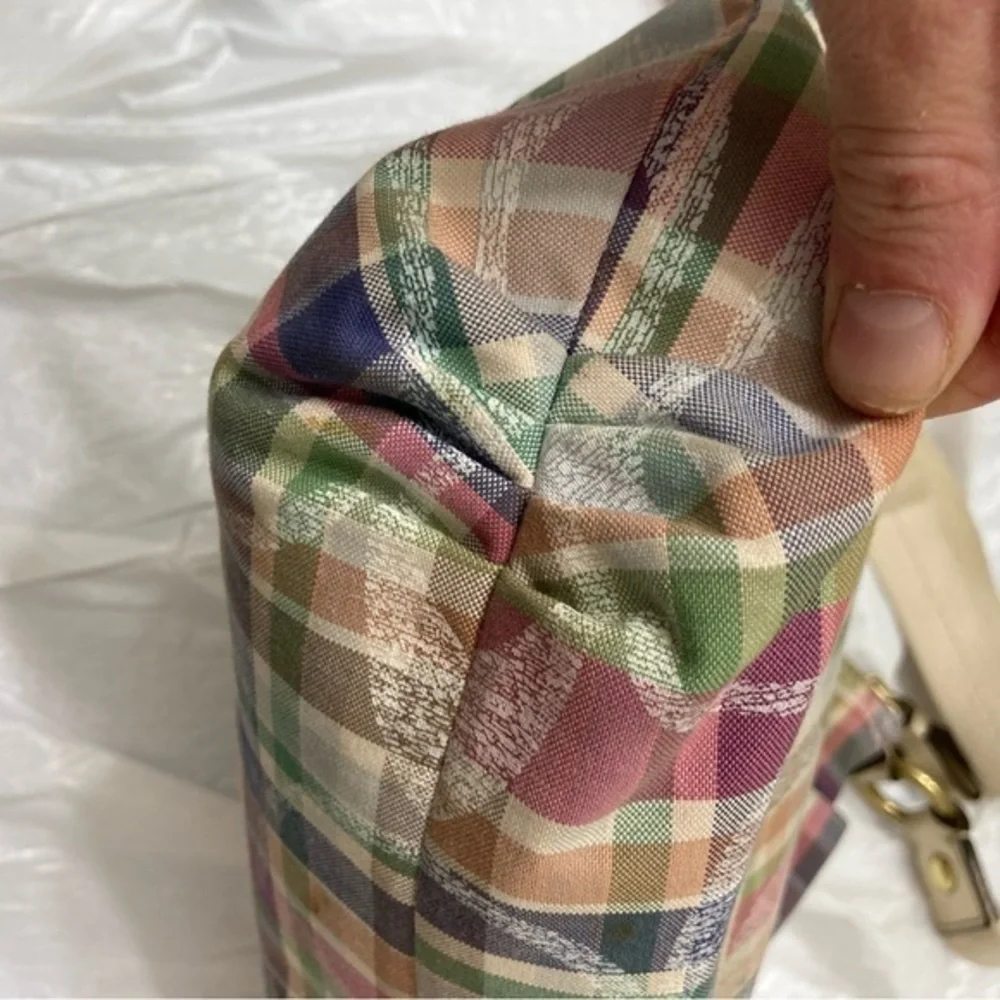 Coach Poppy Daisy Madras Pastel Tartan Plaid Crossbody Purse F22146